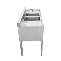 Universal 48" 2 Bowl Underbar Sink with Faucet and Two Drainboards