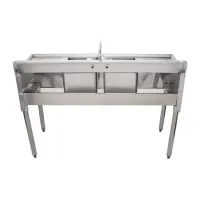 Universal 48" 2 Bowl Underbar Sink with Faucet and Two Drainboards