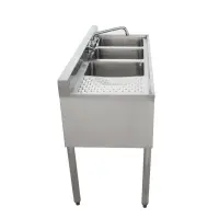 Universal 48" 3 Bowl Underbar Sink with Left Drainboard and Faucet