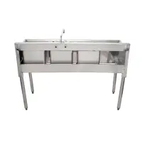 Universal 48" 3 Bowl Underbar Sink with Left Drainboard and Faucet