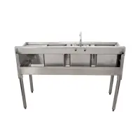 Universal 48" 3 Bowl Underbar Sink with Right Drainboard and Faucet