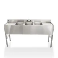 Universal 60" 3 Bowl Underbar Sink with Faucet and Two Drainboards