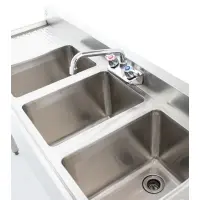 Universal 60" 3 Bowl Underbar Sink with Faucet and Two Drainboards