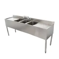 Universal 72" 3 Bowl Underbar Sink with Faucet and Two Drainboards