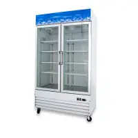 Universal D1.2BM2F 54" Two Door White Swing Glass Door Reach In Freezer with LED Lighting