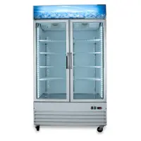 Universal D1.2BM2F 54" Two Door White Swing Glass Door Reach In Freezer with LED Lighting