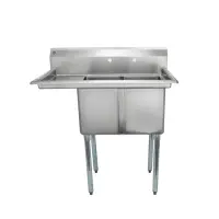 Universal LJ1216-2L - 39" Two Compartment Sink W/ Left Drainboard