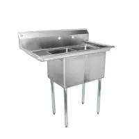 Universal LJ1216-2L - 39" Two Compartment Sink W/ Left Drainboard