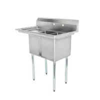 Universal LJ1216-2L - 39" Two Compartment Sink W/ Left Drainboard