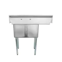 Universal LJ1216-2L - 39" Two Compartment Sink W/ Left Drainboard