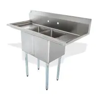 Universal LJ1216-2RL - 48" Two Compartment Sink W/ Two Drainboards