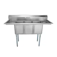 Universal LJ1216-3RL - 60" Three Compartment Sink W/ Two Drainboards