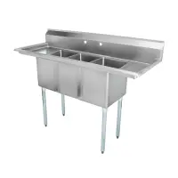 Universal LJ1216-3RL - 60" Three Compartment Sink W/ Two Drainboards