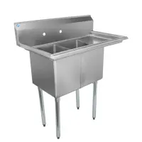 Universal LJ1216-2R - 39" Two Compartment Sink W/ Right Drainboard