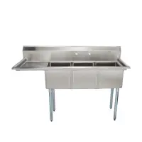 Universal LJ1416-3L - 59" Three Compartment Sink W/ Left Drainboard