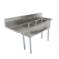 Universal LJ1416-3L - 59" Three Compartment Sink W/ Left Drainboard