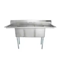 Universal LJ1416-3RL - 72" Three Compartment Sink W/ Two Drainboards