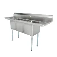 Universal LJ1416-3RL - 72" Three Compartment Sink W/ Two Drainboards