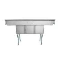 Universal LJ1416-3RL - 72" Three Compartment Sink W/ Two Drainboards