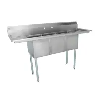 Universal LJ1416-3RL - 72" Three Compartment Sink W/ Two Drainboards