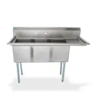 Universal LJ1416-3R - 59" Three Compartment Sink W/ Right Drainboard