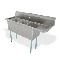 Universal LJ1416-3R - 59" Three Compartment Sink W/ Right Drainboard