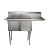 Universal LJ1515-2R - 48" Two Compartment Sink W/ Right Drainboard