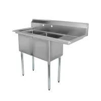 Universal LJ1515-2R - 48" Two Compartment Sink W/ Right Drainboard