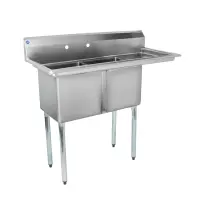 Universal LJ1515-2R - 48" Two Compartment Sink W/ Right Drainboard