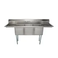 Universal LJ1515-3RL - 75" Three Compartment Sink W/ Two Drainboards