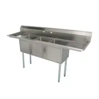 Universal LJ1515-3RL - 75" Three Compartment Sink W/ Two Drainboards