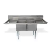 Universal LJ1818-2RL - 72" Two Compartment Sink W/ Two Drainboards