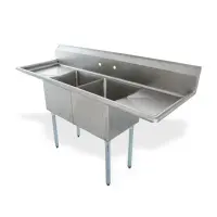 Universal LJ1818-2RL - 72" Two Compartment Sink W/ Two Drainboards