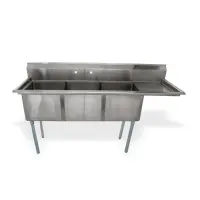 Universal LJ1818-3R - 75" Three Compartment Sink W/ Right Drainboard