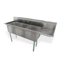 Universal LJ1818-3R - 75" Three Compartment Sink W/ Right Drainboard