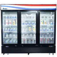 Atosa MCF8724GR - 82" Glass Door Refrigerator - 3 Swinging Doors - 69.54 cu. ft. - Bottom Mount