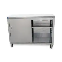 Universal ST-314-48 - 14" X 48" Stainless Steel Storage Dish Cabinet - Sliding Doors