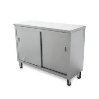 Universal ST-314-48 - 14" X 48" Stainless Steel Storage Dish Cabinet - Sliding Doors