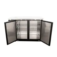 Universal 48" Black Solid Door Back Bar Refrigerator with LED Lights