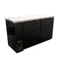 Universal 60" Black Solid Door Back Bar Refrigerator with LED Lights