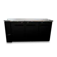 Universal 72" Black Solid Door Back Bar Refrigerator with LED Lights