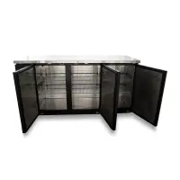 Universal 72" Black Solid Door Back Bar Refrigerator with LED Lights