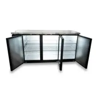 Universal 72" Black Solid Door Back Bar Refrigerator with LED Lights