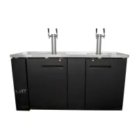 Universal UDD-3-HC Black, Beer Dispenser Kegerator with (2) Tap Towers - (3) 1/2 Keg Capacity