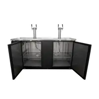 Universal UDD-3-HC Black, Beer Dispenser Kegerator with (2) Tap Towers - (3) 1/2 Keg Capacity