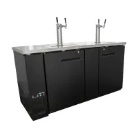 Universal UDD-3-HC Black, Beer Dispenser Kegerator with (2) Tap Towers - (3) 1/2 Keg Capacity