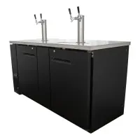 Universal UDD-3-HC Black, Beer Dispenser Kegerator with (2) Tap Towers - (3) 1/2 Keg Capacity