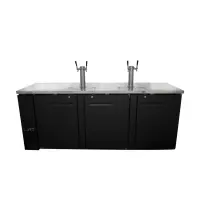 Universal UDD-4-HC Black, Beer Dispenser Kegerator with (2) Tap Towers - (4) 1/2 Keg Capacity