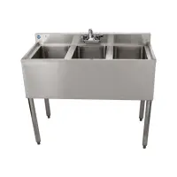 Universal 38" 3 Bowl Underbar Sink with Faucet