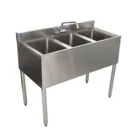 Universal 38" 3 Bowl Underbar Sink with Faucet